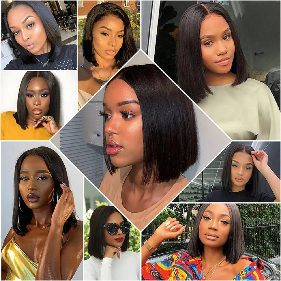 Straight Short Bob Human Hair Lace Closure Wigs For Women BoB Bob Wig Lace Front Human Hair Wigs HD Transparent Lace Frontal Wig