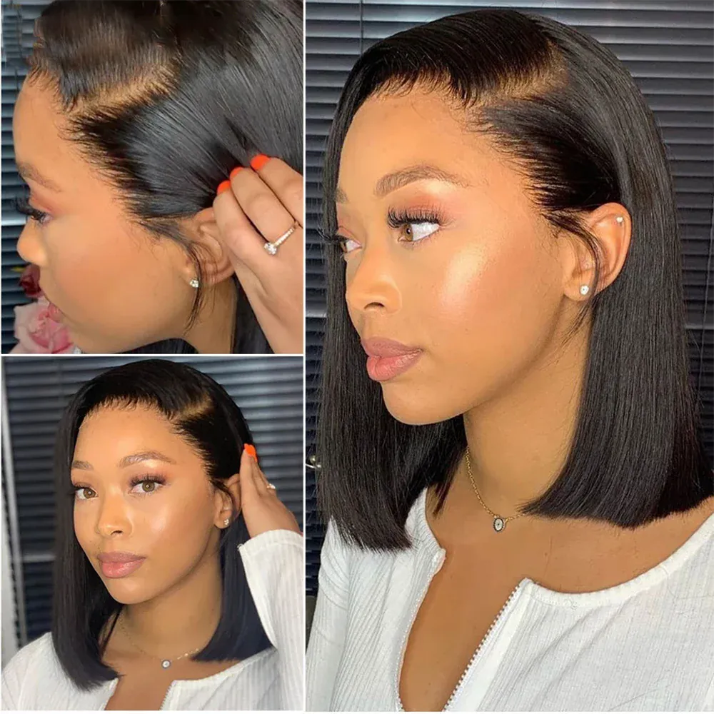 Straight Short Bob Human Hair Lace Closure Wigs For Women BoB Bob Wig Lace Front Human Hair Wigs HD Transparent Lace Frontal Wig