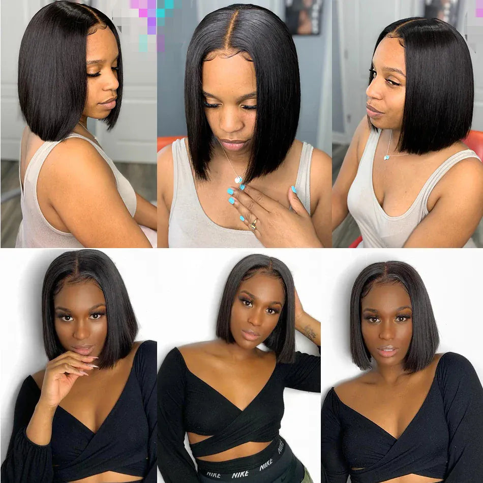 Straight Short Bob Wig 13x4 Lace Front Human Hair Wigs for Women Transparent Lace Frontal Wig Bleached 4x4 Pre Plucked Bob Wig