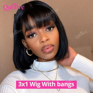 (Subtle Tea) Short Bob Human Hair HD Lace Wig 5x5 or 13x6, Glueless Wear and Go, Straight Pre-Plucked