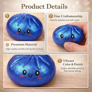 Super Soft Bun Squishy Stress Relief Toy, Glitter Slow Rising Squeeze Fidget for Kids and Adults