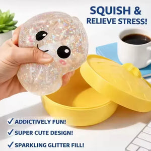 Super Soft Bun Squishy Stress Relief Toy, Glitter Slow Rising Squeeze Fidget for Kids and Adults