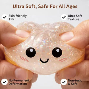 Super Soft Bun Squishy Stress Relief Toy, Glitter Slow Rising Squeeze Fidget for Kids and Adults