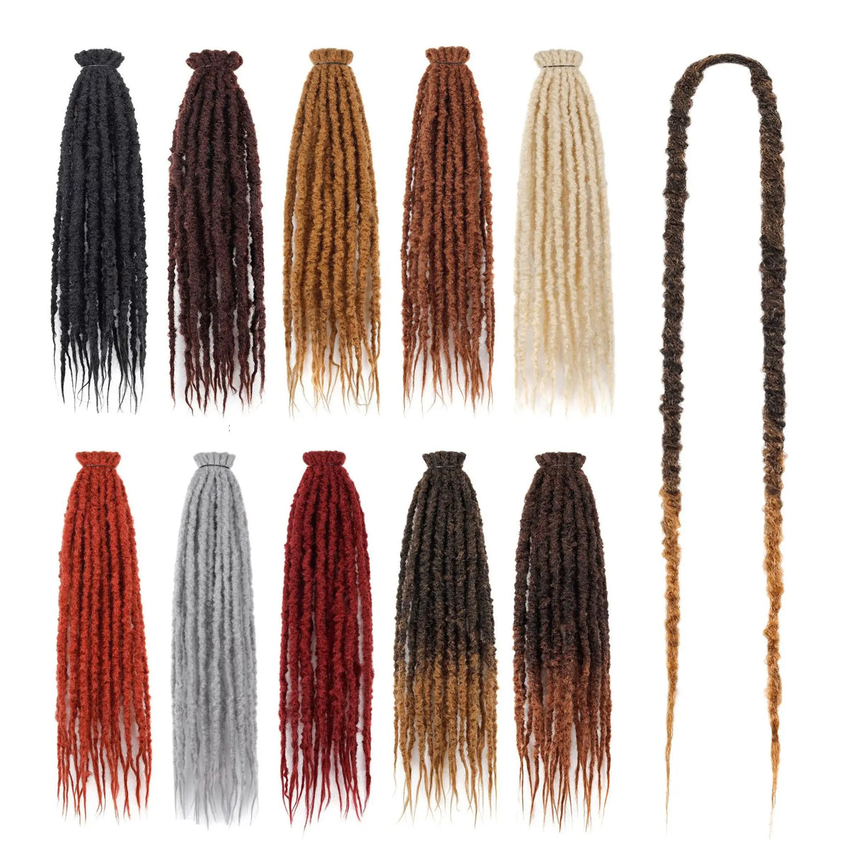Synthetic 24" Double Ended Dreadlock Extensions Single Crochet Braids Textured Dreads for African Hairstyle