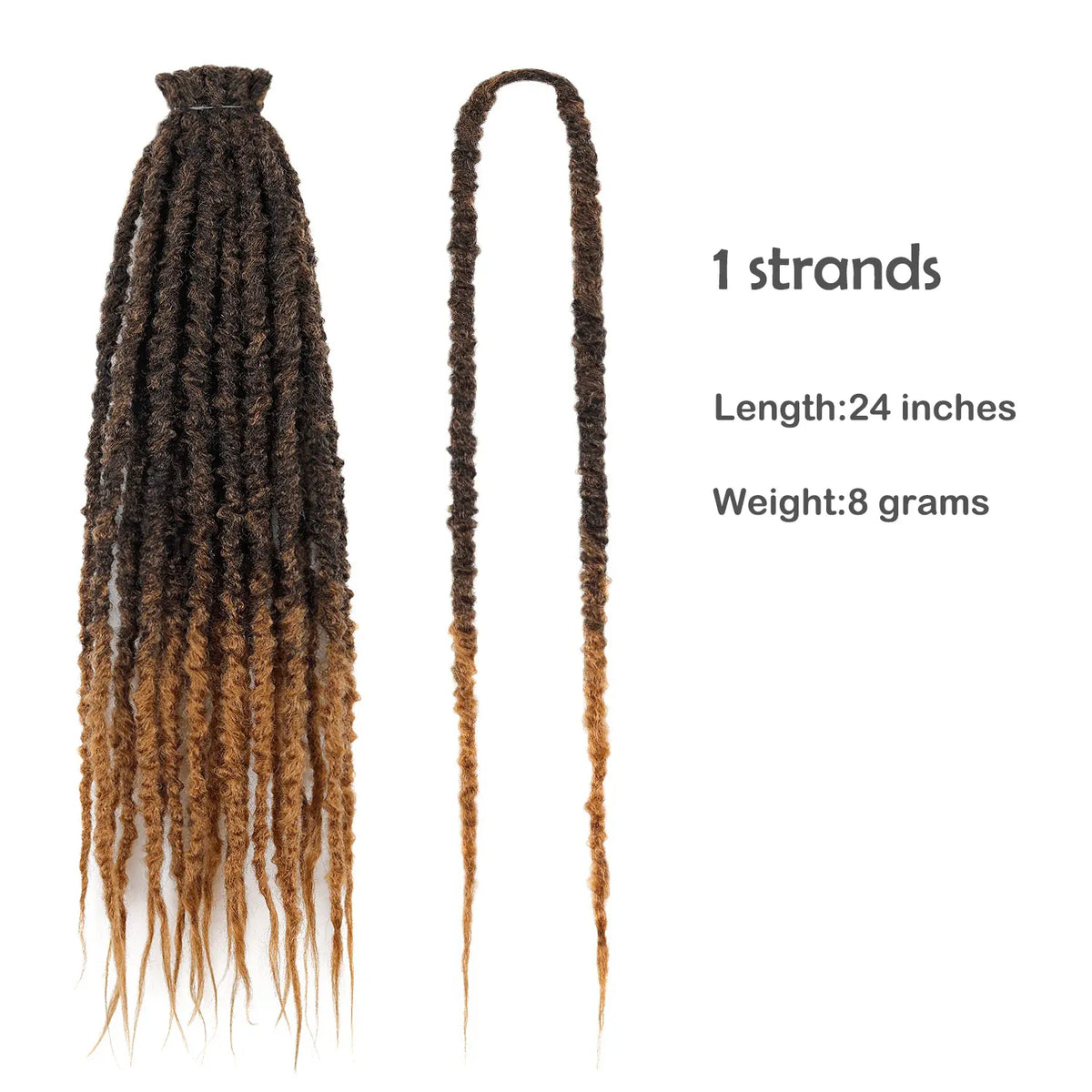 Synthetic 24" Double Ended Dreadlock Extensions Single Crochet Braids Textured Dreads for African Hairstyle
