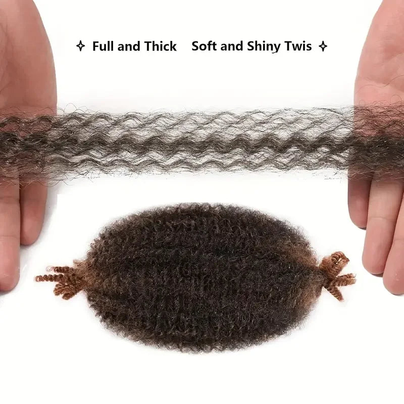 Synthetic 8 Pcs Soft Afro Twist Hair Extensions for Women - Kinky Marley Braiding Hair, 8 Strands Each for Locs & Passion Twists