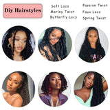 Synthetic 8 Pcs Soft Afro Twist Hair Extensions for Women - Kinky Marley Braiding Hair, 8 Strands Each for Locs & Passion Twists