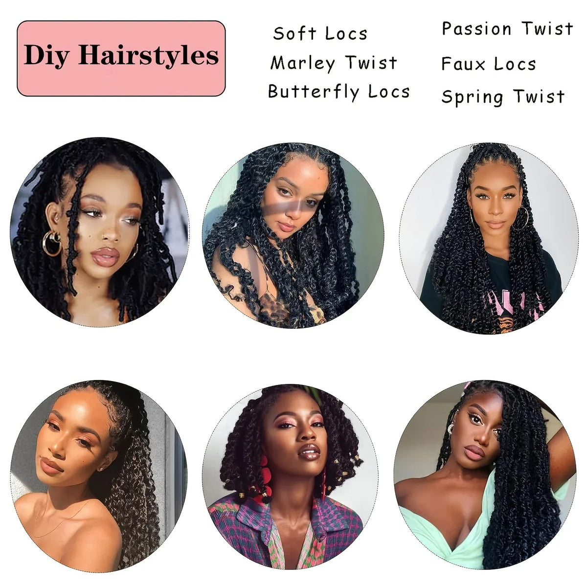 Synthetic 8 Pcs Soft Afro Twist Hair Extensions for Women - Kinky Marley Braiding Hair, 8 Strands Each for Locs & Passion Twists