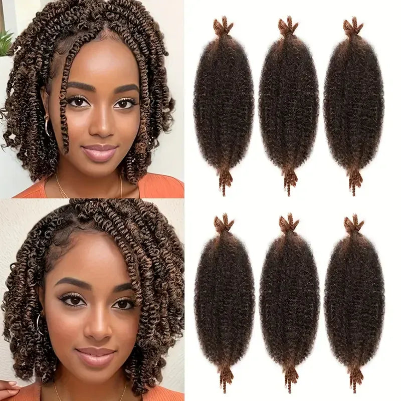 Synthetic 8 Pcs Soft Afro Twist Hair Extensions for Women - Kinky Marley Braiding Hair, 8 Strands Each for Locs & Passion Twists