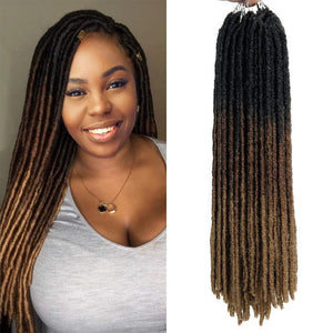 Synthetic Goddess Faux Locs Crochet Hair Straight Gypsy Locs Ombre Dreadlocks Pre-Looped Hair Extensions 18 Strands Pack