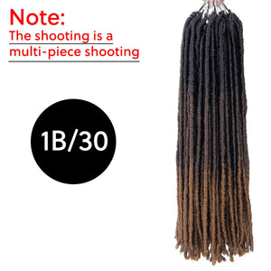 Synthetic Goddess Faux Locs Crochet Hair Straight Gypsy Locs Ombre Dreadlocks Pre-Looped Hair Extensions 18 Strands Pack