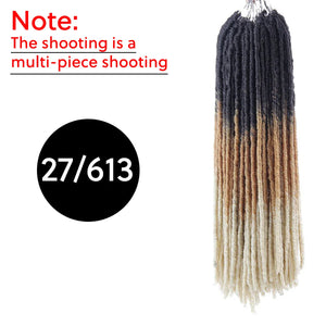 Synthetic Goddess Faux Locs Crochet Hair Straight Gypsy Locs Ombre Dreadlocks Pre-Looped Hair Extensions 18 Strands Pack