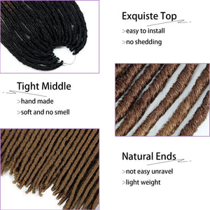 Synthetic Goddess Faux Locs Crochet Hair Straight Gypsy Locs Ombre Dreadlocks Pre-Looped Hair Extensions 18 Strands Pack