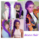 Synthetic Purple Braiding Hair 24 Inch, Pre Stretched Braiding hair for Braids Purple Hair Extensions,Multi-colored Braid