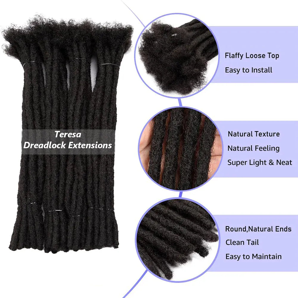 Teresa Synthetic Hair Dreadlock Extensions Synthetic Loc Extensions 0.8cm Width 10Inch 15 Strands Real Hair Dreadlock Extensions