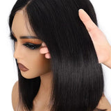 (Themis) Straight Bob Human Hair Wig, Glueless Wear and Go, 4x4 or 5x5 HD Lace Closure, Pre-Plucked