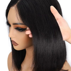 (Themis) Straight Bob Human Hair Wig, Glueless Wear and Go, 4x4 or 5x5 HD Lace Closure, Pre-Plucked