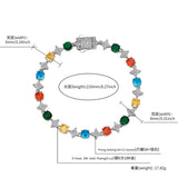 TOPGRILLZ 6MM Sparkling Star Tennis Chain Colorful Round Gemstone Design Bracelet 5A+ Cubic Zircon Luxury Jewelry For Men Women