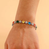 TOPGRILLZ 6MM Sparkling Star Tennis Chain Colorful Round Gemstone Design Bracelet 5A+ Cubic Zircon Luxury Jewelry For Men Women