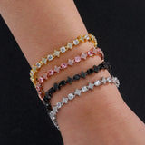 TOPGRILLZ 6MM Sparkling Star Tennis Chain Colorful Round Gemstone Design Bracelet 5A+ Cubic Zircon Luxury Jewelry For Men Women