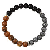 Triple protection bracelet with tiger's eye, black obsidian, and black calcite crystal stones