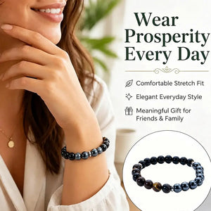 Triple Protection Gemstone Bracelet, Tiger Eye, Black Obsidian & Hematite 8mm Stretch Beads