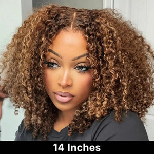 (Turano) Honey Blonde Deep Wave Bob Human Hair HD Lace Front Wig 13x4 or 5x5, 4/27 Highlight Ombre 10–16 Inch, 220-250% Density