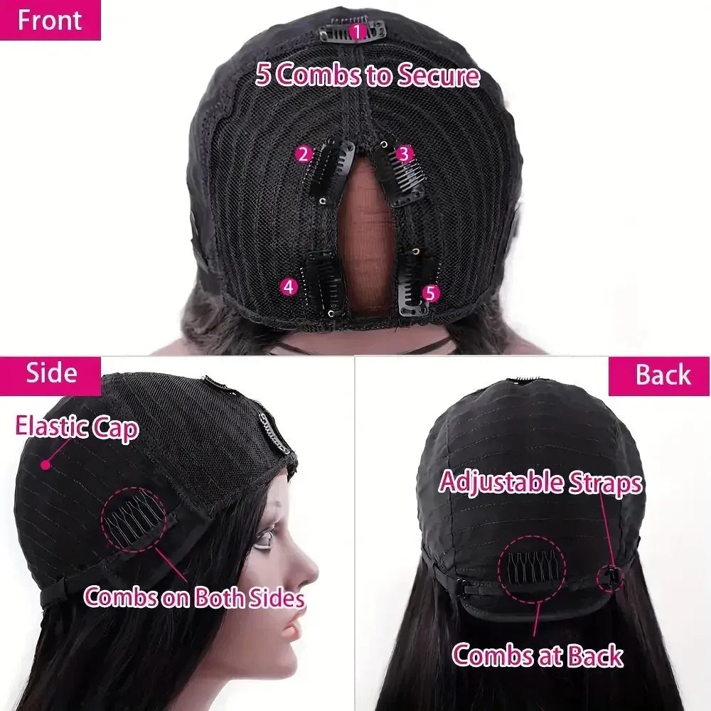 V Part Wigs Human Hair Body Wave Glueless Human Hair Wig V Shape Machine Made Wigs Hd Lace For Women Full Head Clip No Leave Out