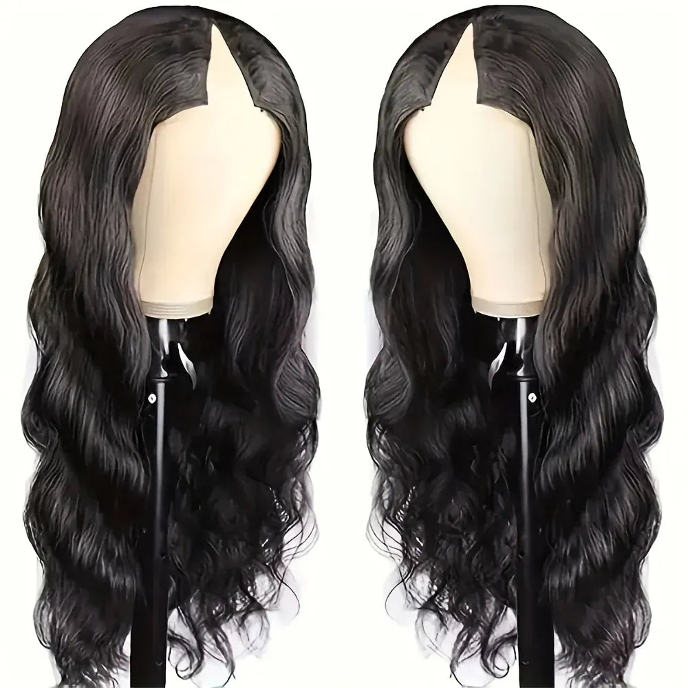 V Part Wigs Human Hair Body Wave Glueless Human Hair Wig V Shape Machine Made Wigs Hd Lace For Women Full Head Clip No Leave Out
