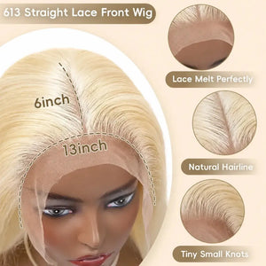 (Vinetra) Blonde 613 Human Hair Wigs Straight Hd Lace Frontal Wig 13X6 Brazilian Wig For Black Women 30 40 Inch Lace Front Wig 230 Density