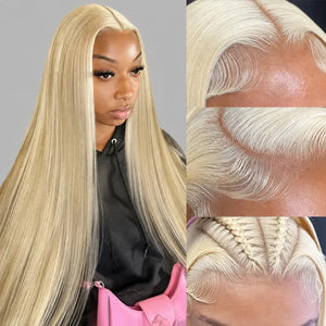 (Vinetra) Blonde 613 Human Hair Wigs Straight Hd Lace Frontal Wig 13X6 Brazilian Wig For Black Women 30 40 Inch Lace Front Wig 230 Density