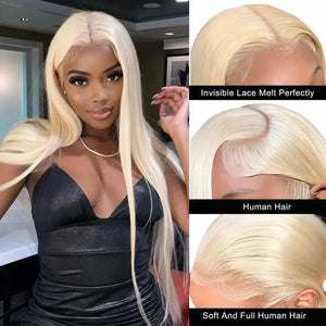 (Vinetra) Blonde 613 Human Hair Wigs Straight Hd Lace Frontal Wig 13X6 Brazilian Wig For Black Women 30 40 Inch Lace Front Wig 230 Density