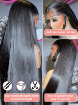 Virgin Burmese Hair Wigs For Women Transparent Remy 250% Density 13x6 Bone Straight Lace Front Wig Human Hair 36 40 Inch HD 13x4 Frontal Wig Glueless 5x5 Closure Wigs Ready To Wear And Go