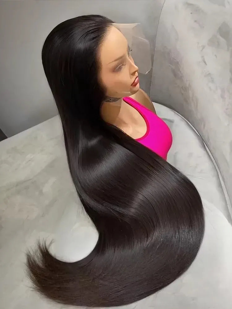 Virgin Burmese Hair Wigs For Women Transparent Remy 250% Density 13x6 Bone Straight Lace Front Wig Human Hair 36 40 Inch HD 13x4 Frontal Wig Glueless 5x5 Closure Wigs Ready To Wear And Go