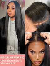 Virgin Burmese Hair Wigs For Women Transparent Remy 250% Density 13x6 Bone Straight Lace Front Wig Human Hair 36 40 Inch HD 13x4 Frontal Wig Glueless 5x5 Closure Wigs Ready To Wear And Go