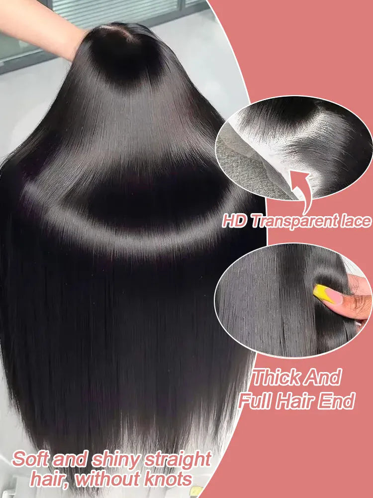 Virgin Burmese Hair Wigs For Women Transparent Remy 250% Density 13x6 Bone Straight Lace Front Wig Human Hair 36 40 Inch HD 13x4 Frontal Wig Glueless 5x5 Closure Wigs Ready To Wear And Go