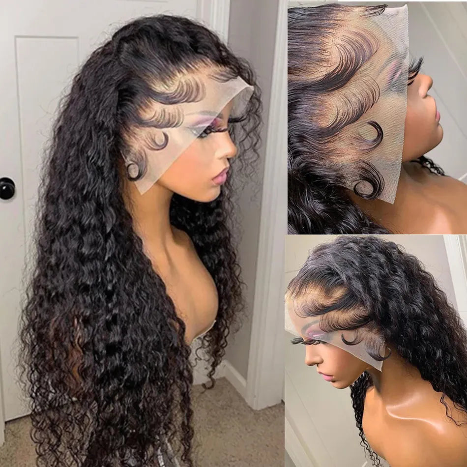 Water Wave 13x4 13x6 HD Transparent Lace Front Human Hair Wigs Aliwig Brazilian Lace Frontal Wig Deep Wave Curly Human Hair Wig