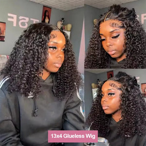 Water Wave 13x4 Pre-Cut Lace Frontal Bob Wig Glueless 13x4/7x5 HD Lace Human Hair Wig 250% Density