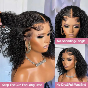 Water Wave 13x4 Pre-Cut Lace Frontal Bob Wig Glueless 13x4/7x5 HD Lace Human Hair Wig 250% Density