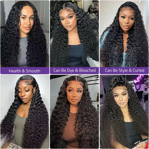 Water Wave Brazilian Human Hair HD Lace Frontal Wig 13x6, 5x5, 360 Lace Frontal Pre-Plucked, 16-40 Inch