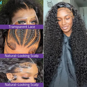 Water Wave Brazilian Human Hair HD Lace Frontal Wig 13x6, 5x5, 360 Lace Frontal Pre-Plucked, 16-40 Inch