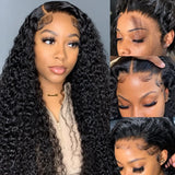 Water Wave Curly Human Hair HD Lace Front Wig 13x4 or 13x6, Deep Wave Style