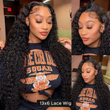 Water Wave Curly Human Hair HD Lace Front Wig 13x4 or 13x6, Deep Wave Style