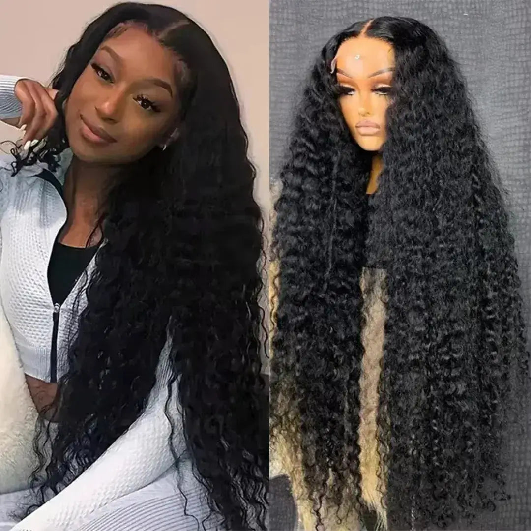 Water Wave Curly Human Hair HD Lace Front Wig 13x4 or 13x6, Deep Wave Style
