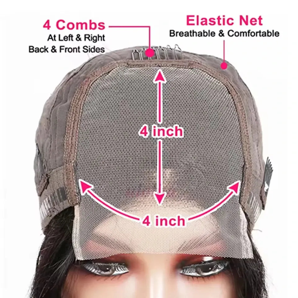 Water Wave Bob Human Hair Wig 13x4 HD Transparent Lace Front or 4x4 Closure 250% Density Pre-Plucked