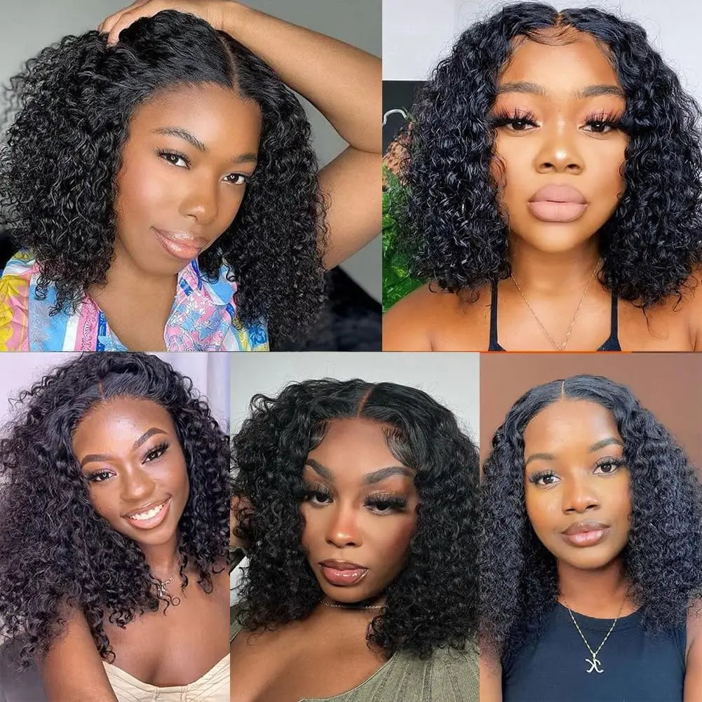 Water Wave Bob Human Hair Wig 13x4 HD Transparent Lace Front or 4x4 Closure 250% Density Pre-Plucked