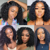 Water Wave Bob Human Hair Wig 13x4 HD Transparent Lace Front or 4x4 Closure 250% Density Pre-Plucked