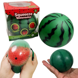 Watermelon Water Bead Squishy Fidget Toy, Fruit Squeeze Stress Ball, Soft Sensory Blind Box
