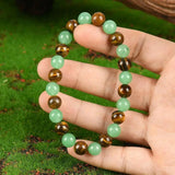 Wealth Crystal Bracelet Natural Tiger Eye Green Aventurine Stretch Bead Bracelet Healing Lucky Stone Jewelry