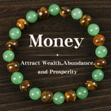 Wealth Crystal Bracelet Natural Tiger Eye Green Aventurine Stretch Bead Bracelet Healing Lucky Stone Jewelry